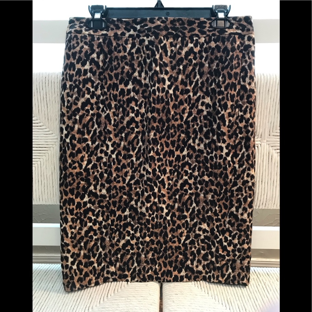 Ann Taylor LOFT Leopard Pencil Skirt 8 TALL